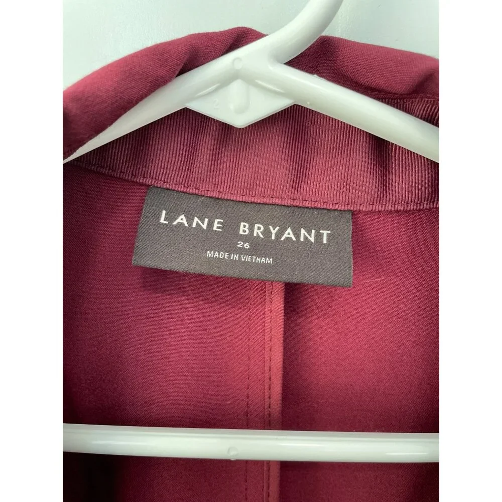 Lane Bryant Single Button Blazer Jacket Womens 26 Maroon Lined Business Casual